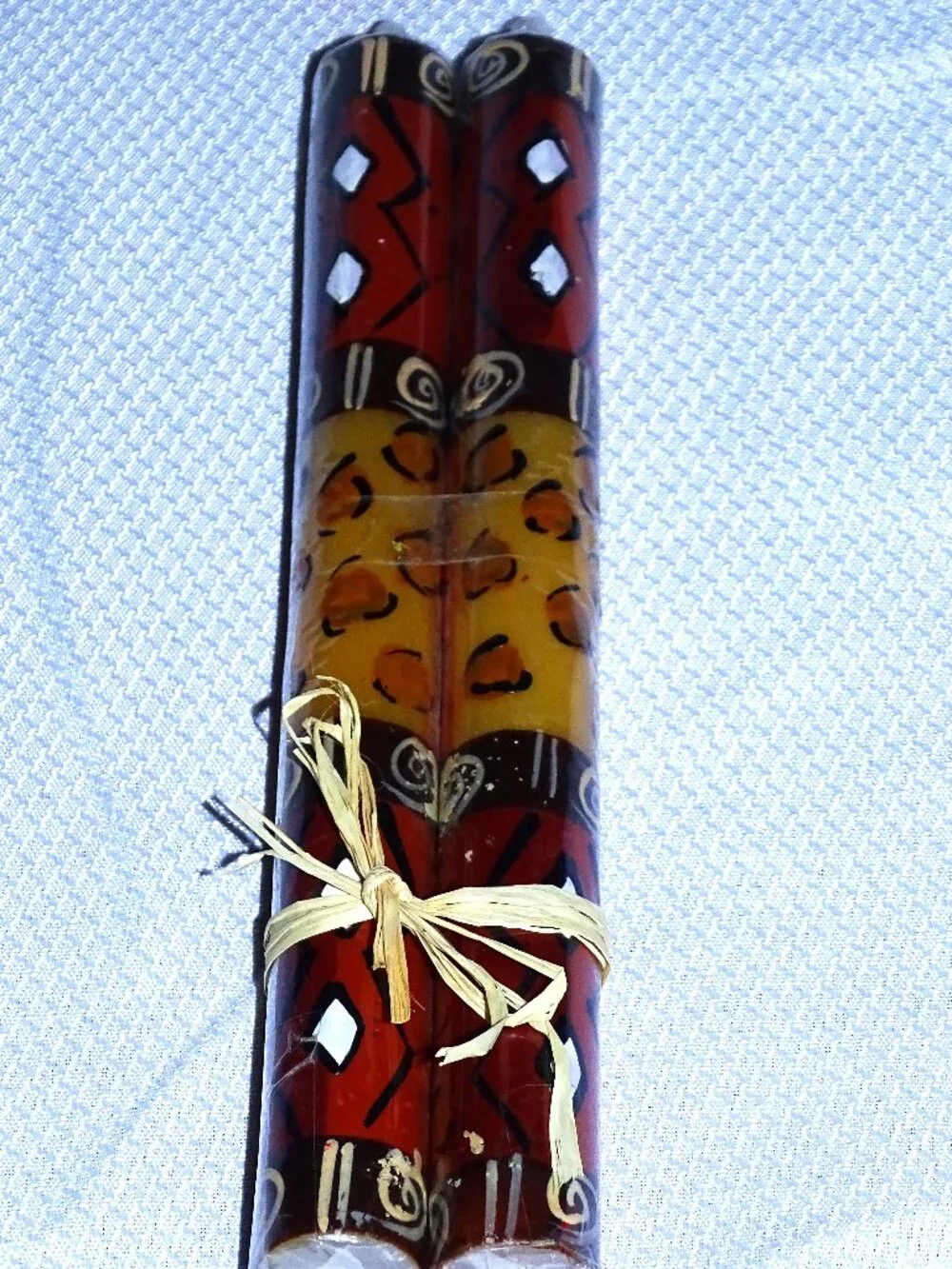 Two South African Decorative Tapers Candles